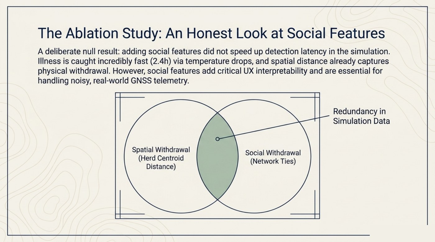 The ablation: an honest null result on social features